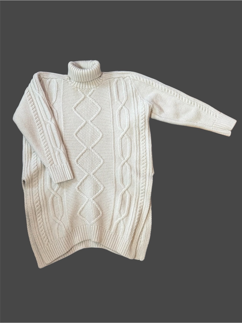Derek Lam 10 Crosby Cable Knit Wool Turtleneck Sweater Women Cream Small